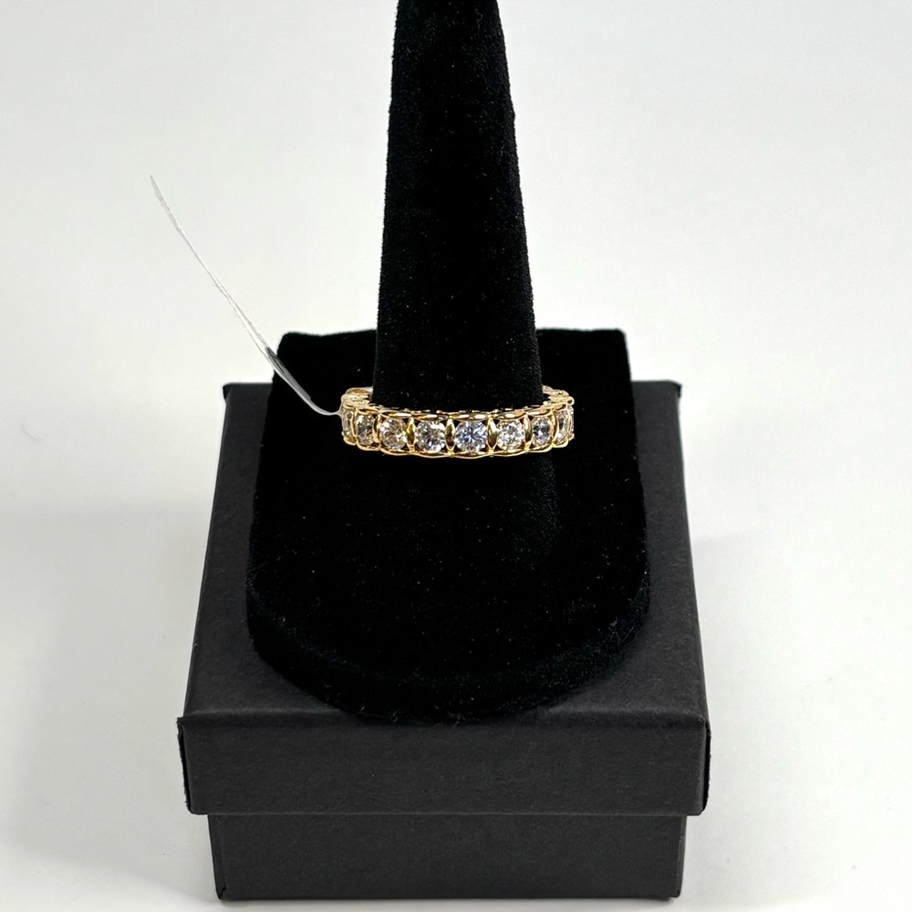 18k yellow gold-over-sterling eternity band ring - Picture 2 of 7